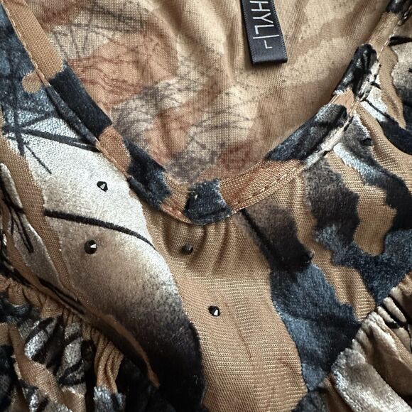 Ethyl Tunic Women’s Lg Velvet Burnout Semi Sheer Animal Print Popover - Picture 4 of 8